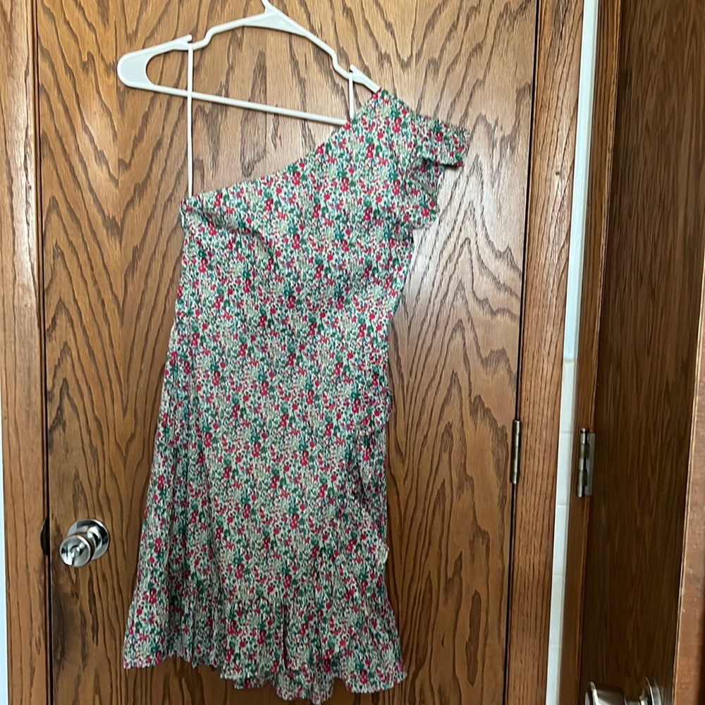 J crew floral one shoulder dress
